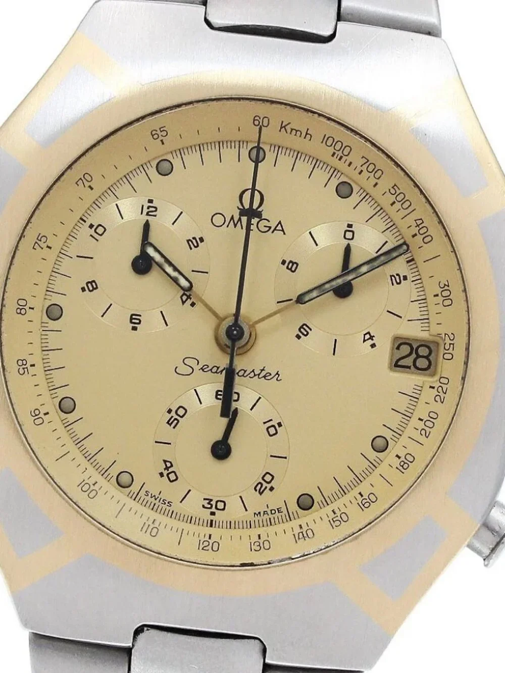 OMEGA Seamaster Polaris Chronograph gold Dial Quartz Men's Watch